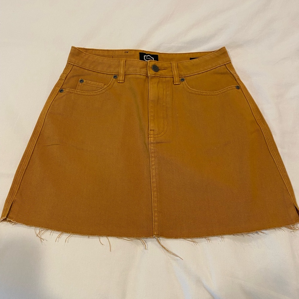 Denim mustard skirt